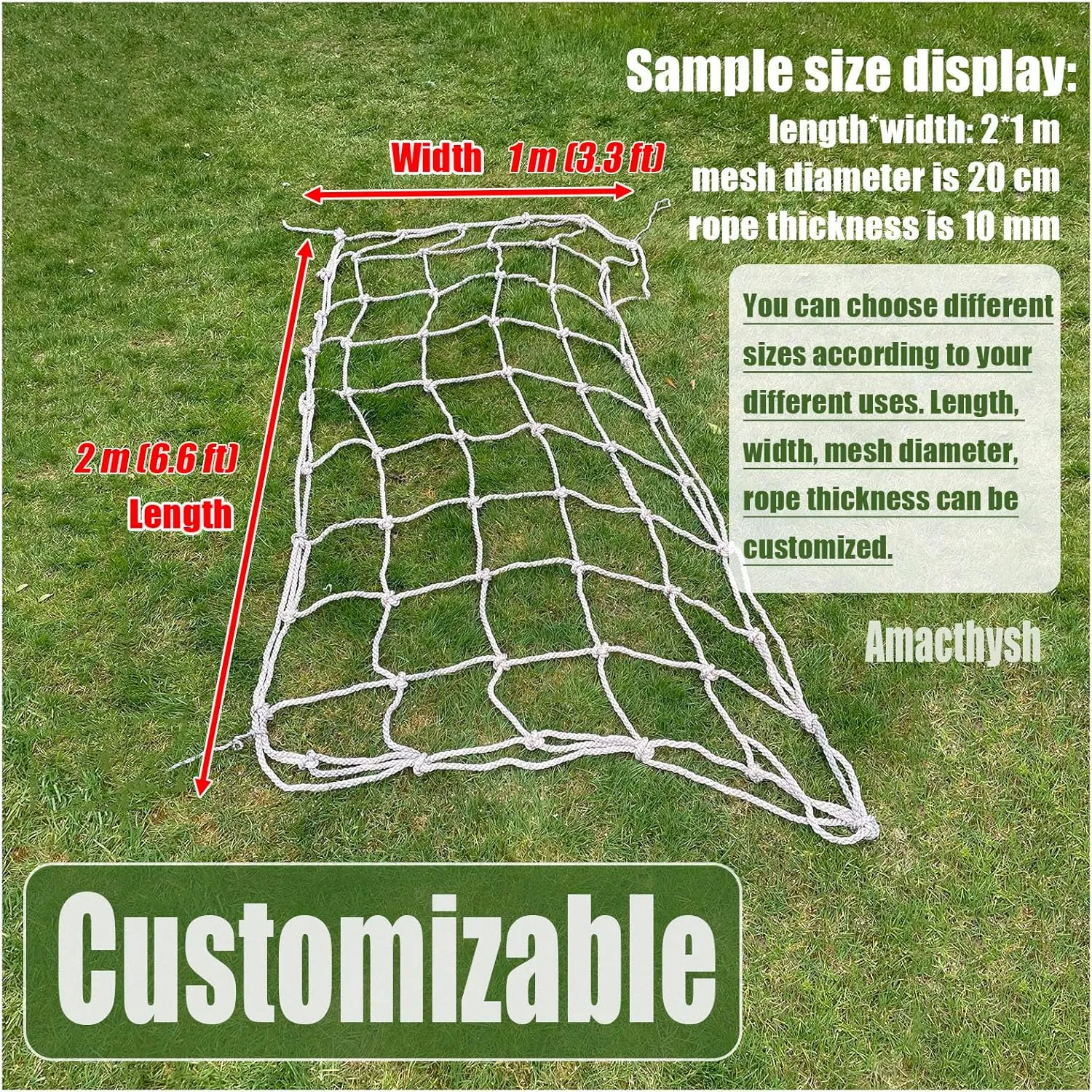 Playground Climbing Cargo Net,Heavy Duty Polyamide Rope Ladder Netting for Training Equipment,Plant Support Net,Climbing Frame Net,7.5 * 10m