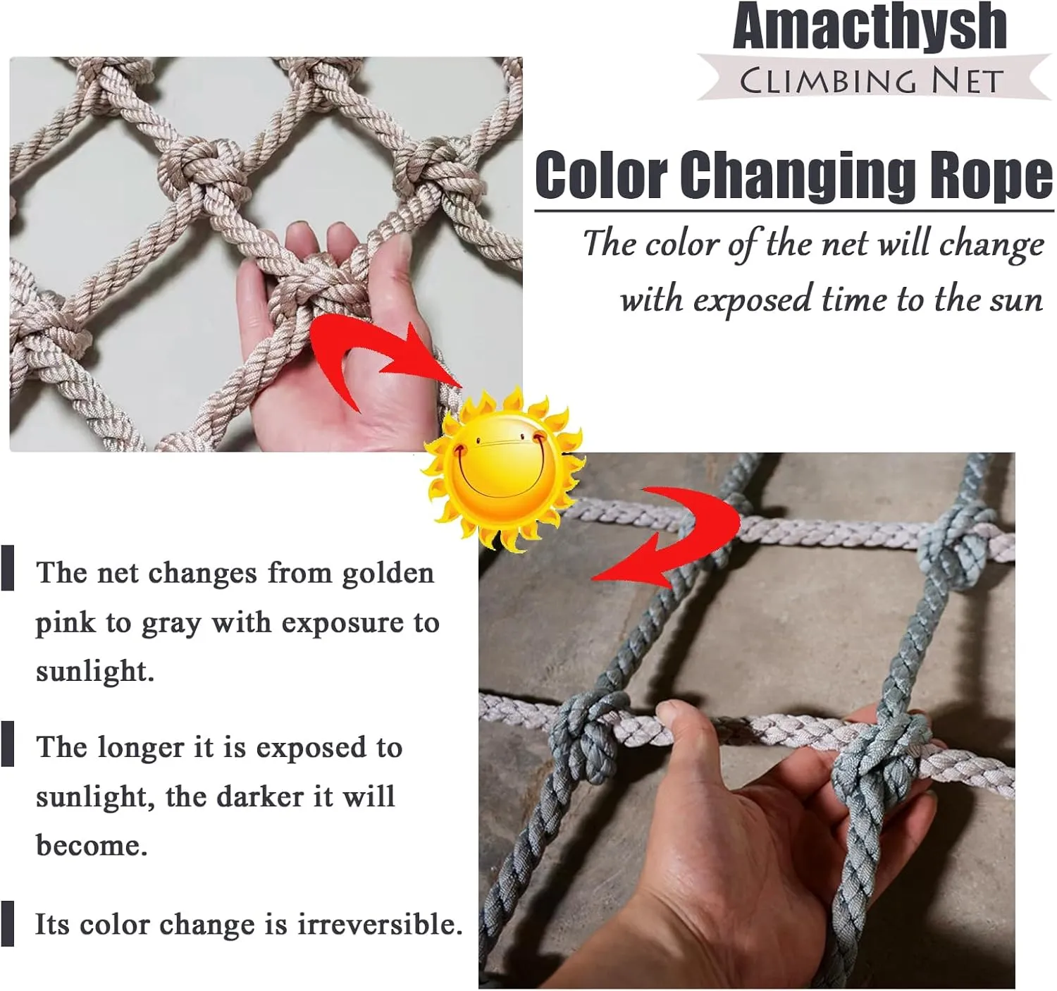 Playground Climbing Cargo Net,Heavy Duty Polyamide Rope Ladder Netting for Training Equipment,Plant Support Net,Climbing Frame Net,7.5 * 10m