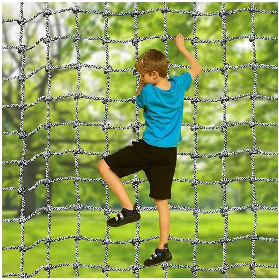 Playground Net Climbing Net Dia 6mm, Safety Nets Cargo Rope Heavy Duty Netting Treehouse Protection, Rope Ladder Swing Nylon Rope Balcony Banister Protection Fence Decor Mesh(12mm-14cm,2X5m/6.6X13.4ft
