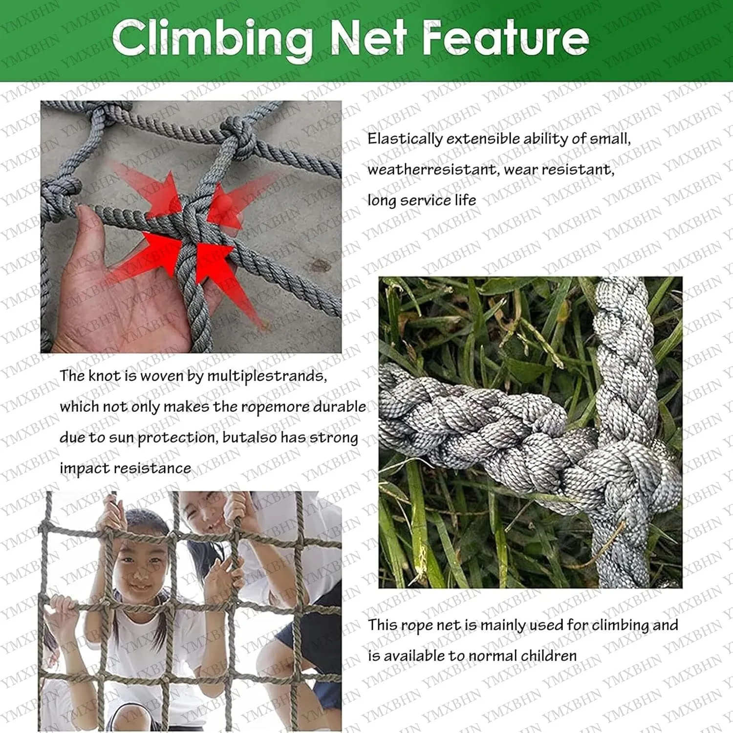 Playground Net Heavy Duty Climbing Cargo Net Stairs Balcony Railings Garden Protection Treehouse Climbing Netting Rope Ladder Indoor and Outdoor Decor Net(Size:3.3FTx6.5FT)