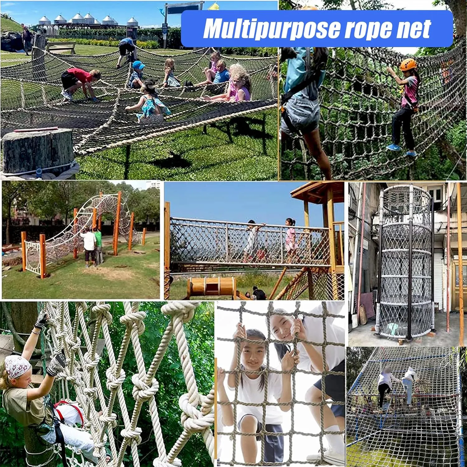 Playground Netting,Heavy Duty Climbing Net Rope, Safety Net,Mesh 14mm Diameter,Climbing Cargo Net,Used in Tree Houses Balcony Banister Protection(Size:300 * 500 cm)