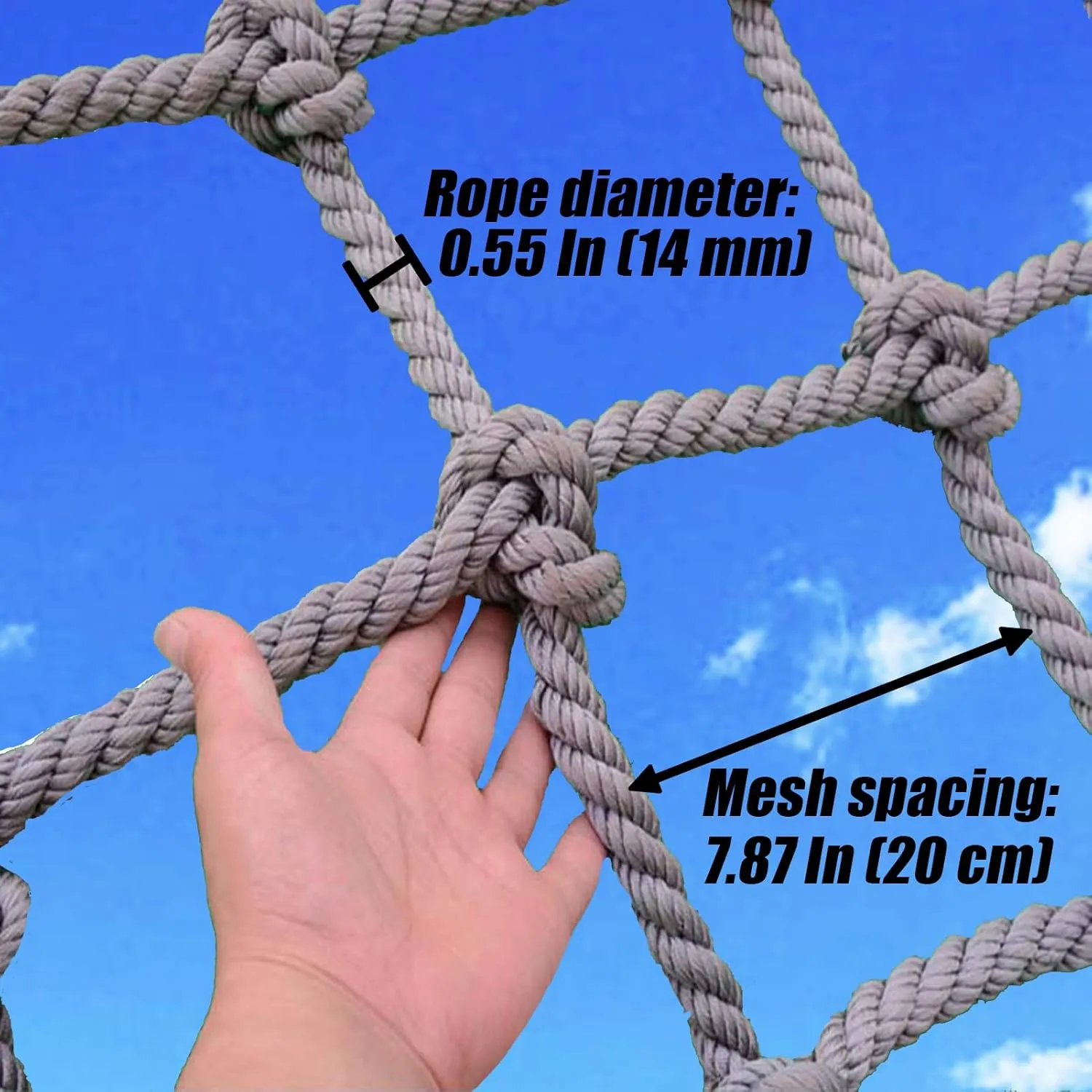 Playground Netting,Heavy Duty Climbing Net Rope, Safety Net,Mesh 14mm Diameter,Climbing Cargo Net,Used in Tree Houses Balcony Banister Protection(Size:300 * 500 cm)