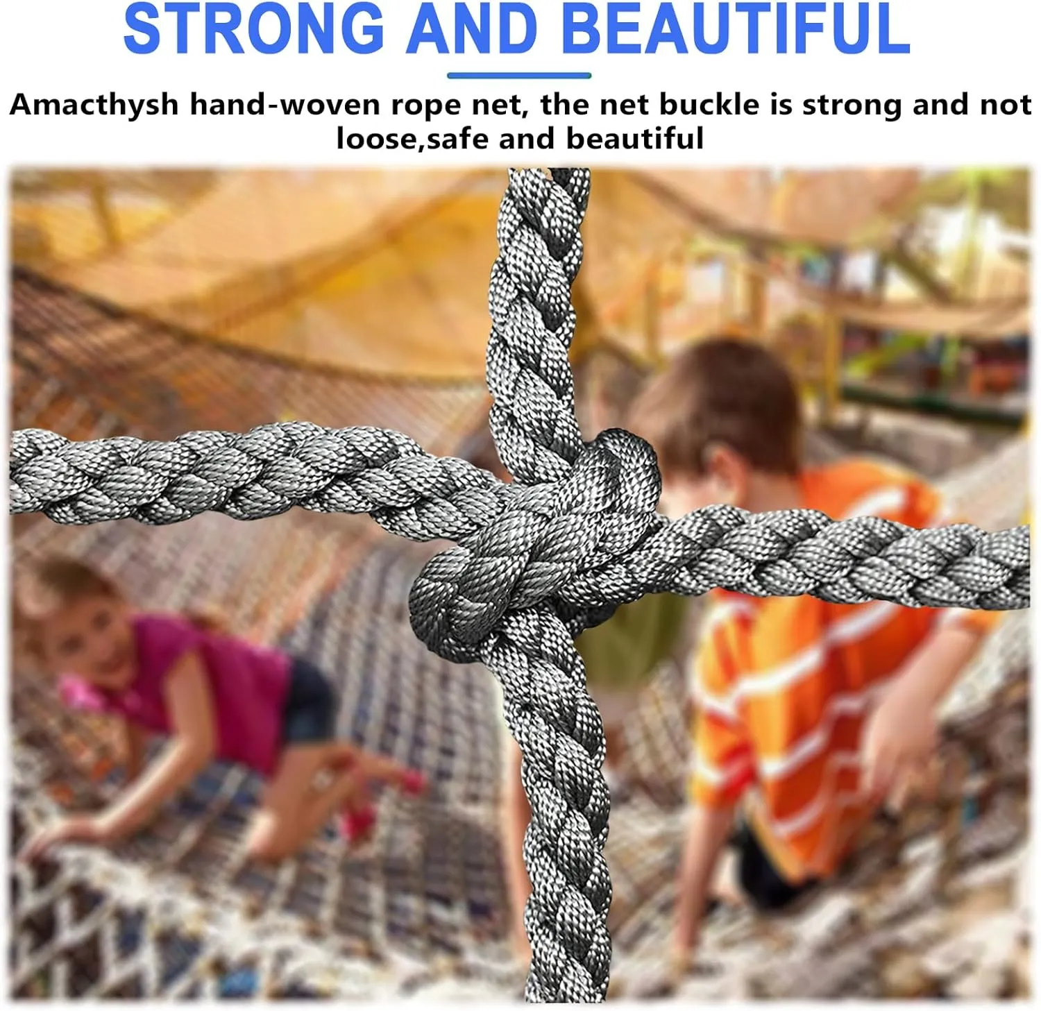 Playground Netting,Heavy Duty Climbing Net Rope, Safety Net,Mesh 14mm Diameter,Climbing Cargo Net,Used in Tree Houses Balcony Banister Protection(Size:300 * 500 cm)
