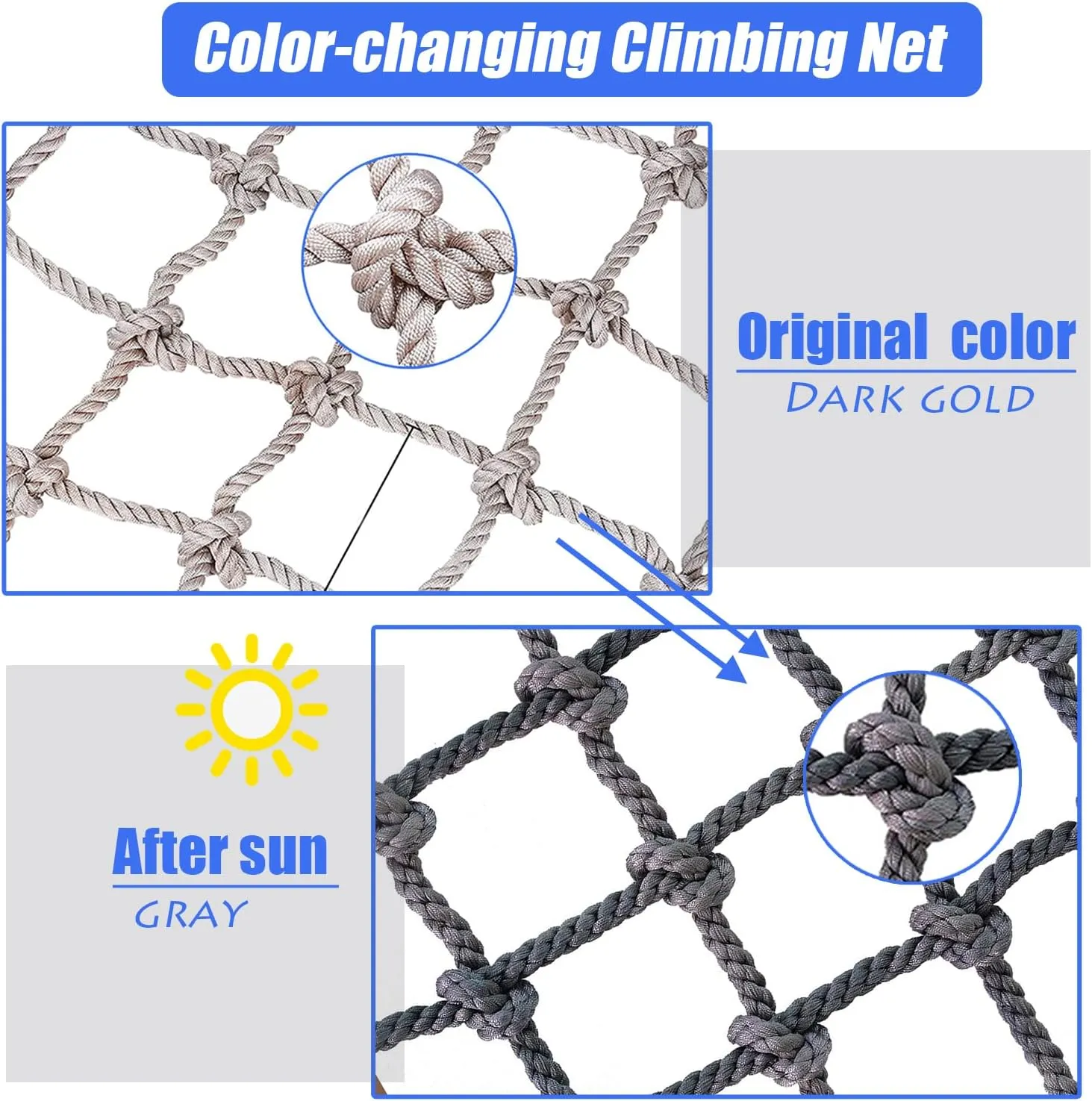Playground Netting,Heavy Duty Climbing Net Rope, Safety Net,Mesh 14mm Diameter,Climbing Cargo Net,Used in Tree Houses Balcony Banister Protection(Size:300 * 500 cm)