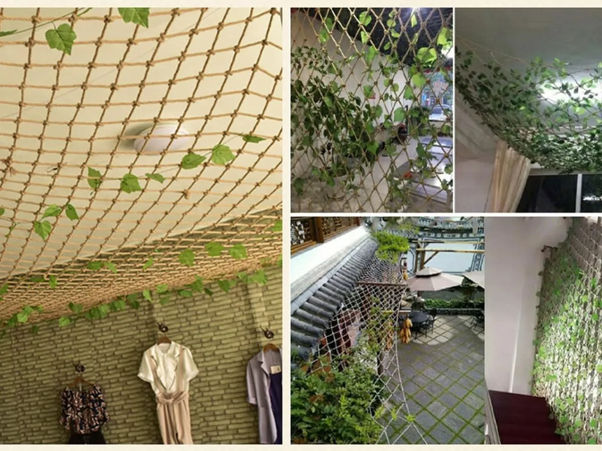 Playground Rope Net,8mm Thick Hemp Rope Net,Heavy Duty Cargo Net Diamond Grid ,Training Net for Kids Outdoor,Yard Frame Climbing Net, Treehouse Rope Ladder,Safety Rope Net for Kids(Size:2.5mx7m)