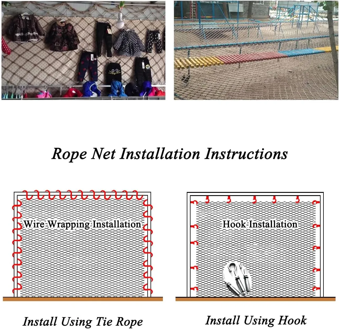 Playground Rope Net,8mm Thick Hemp Rope Net,Heavy Duty Cargo Net Diamond Grid ,Training Net for Kids Outdoor,Yard Frame Climbing Net, Treehouse Rope Ladder,Safety Rope Net for Kids(Size:2.5mx7m)