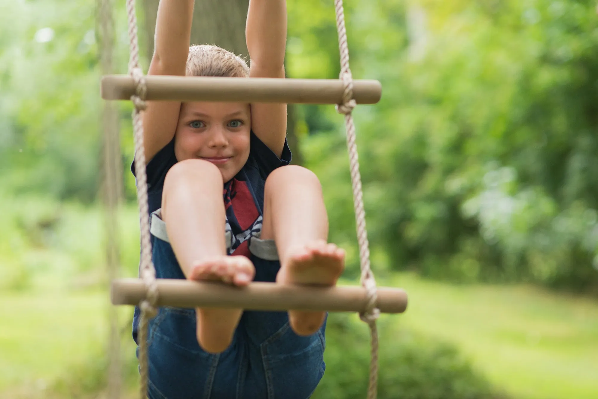 Plum® Triple Wooden Swing Set with Glider   Rope Ladder -Orang-Utan™