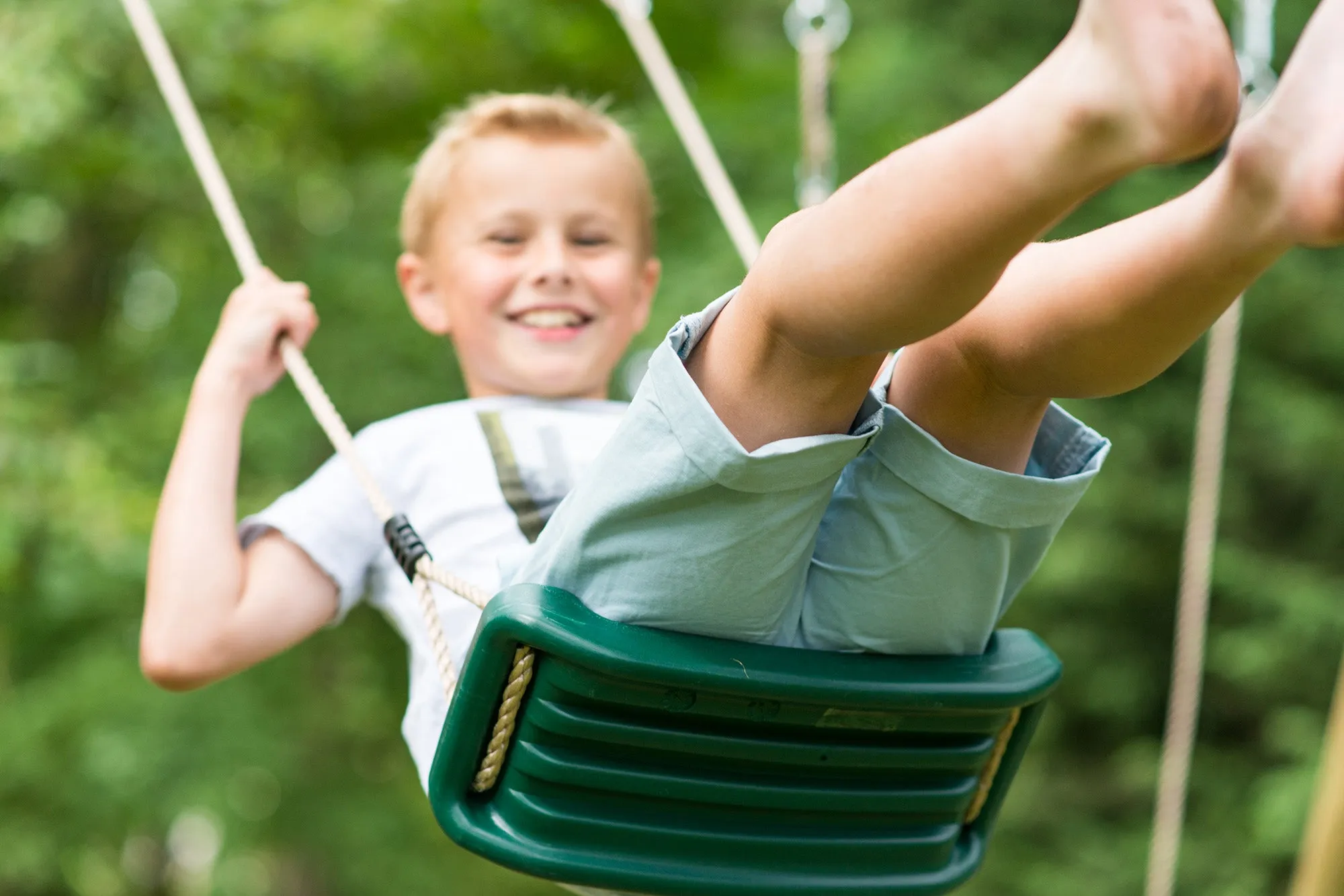 Plum® Triple Wooden Swing Set with Glider   Rope Ladder -Orang-Utan™
