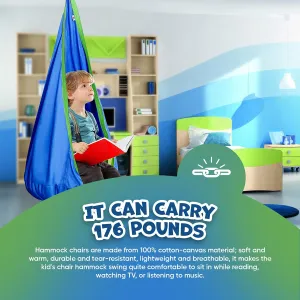 Pod Swings for Kids, 100% Cotton Kids Pod Swing Seat with Inflatable Pillow and Cushion for Outdoor and Indoor by JUNGLE EXPLORATION(Green)