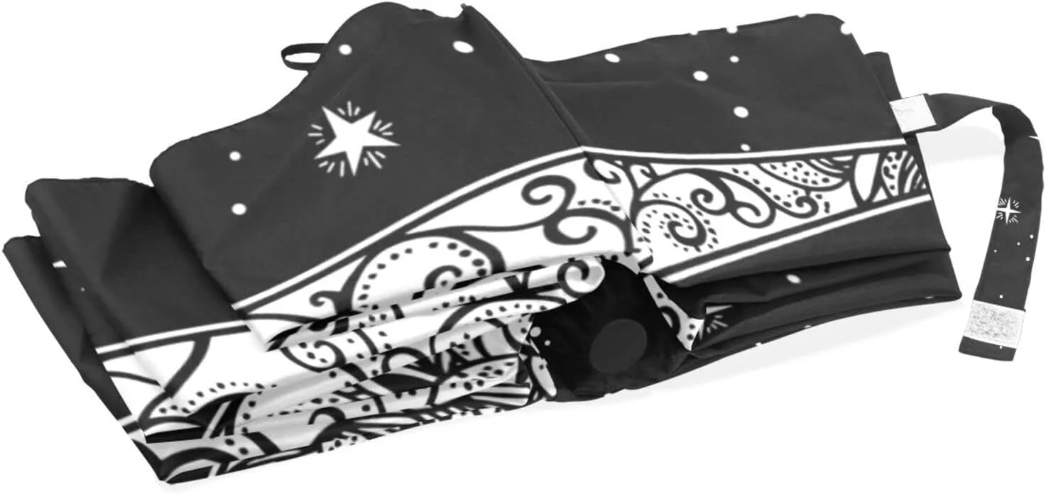 Poeticcity Rain Travel Umbrella, Hand Open Close Windproof Waterproof Folding Umbrella, Compact Canopy Strong Ray Parasol Umbrella