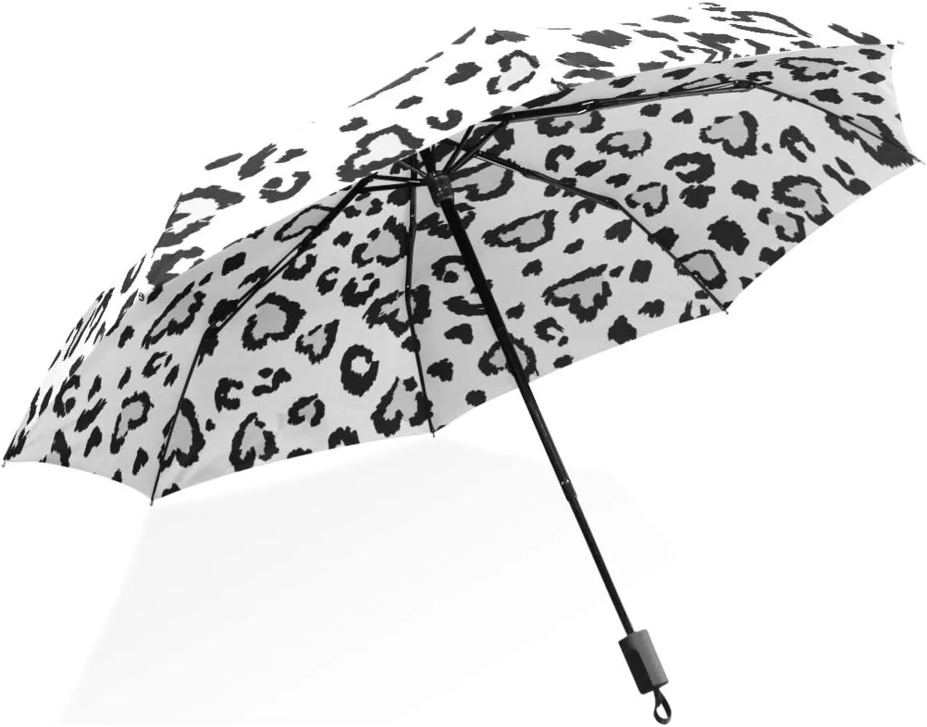 Poeticcity Rain Travel Umbrella, Hand Open Close Windproof Waterproof Folding Umbrella, Compact Canopy Strong Ray Parasol Umbrella