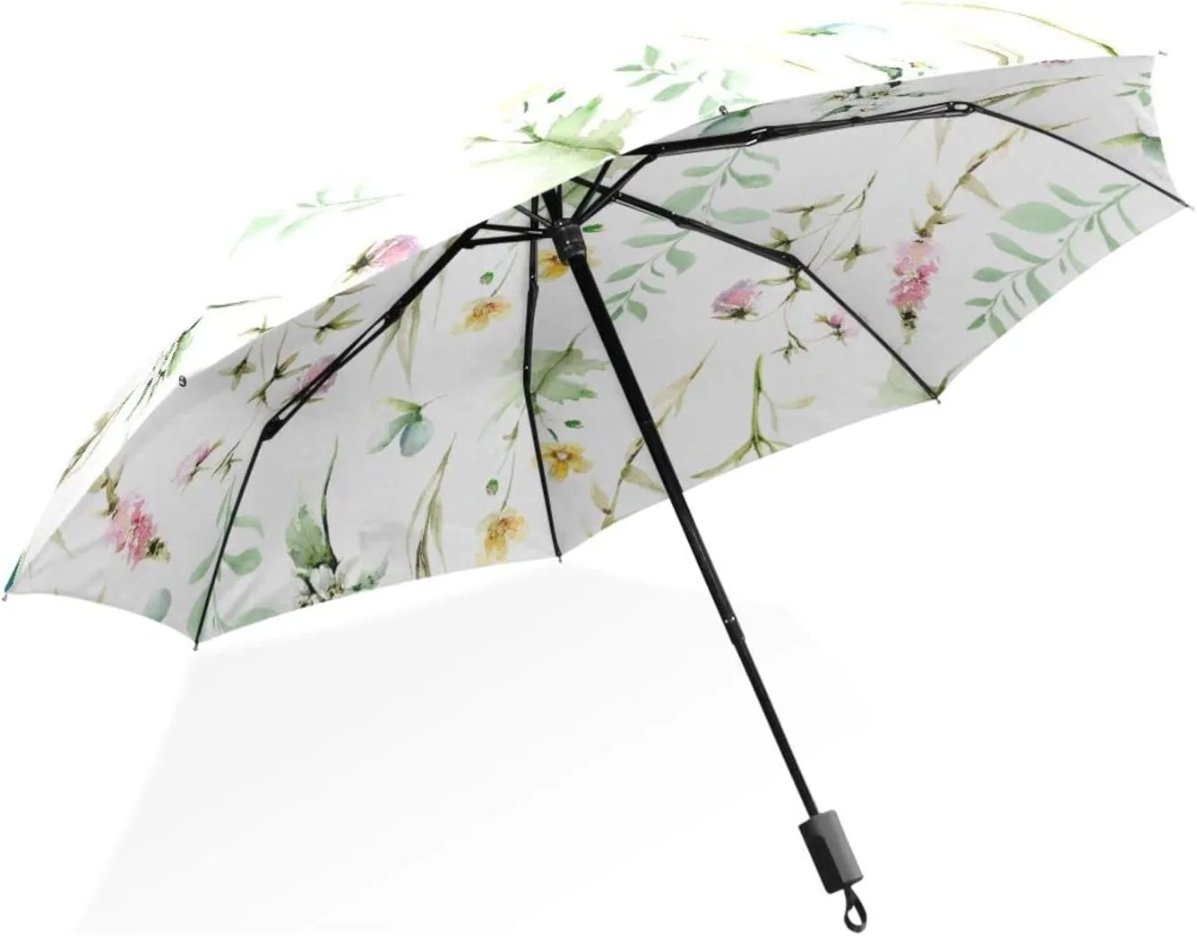 Poeticcity Rain Travel Umbrella, Hand Open Close Windproof Waterproof Folding Umbrella, Compact Canopy Strong Ray Parasol Umbrella