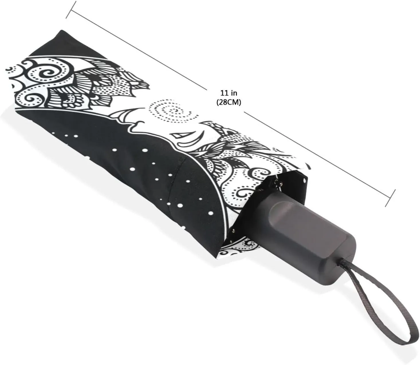 Poeticcity Rain Travel Umbrella, Hand Open Close Windproof Waterproof Folding Umbrella, Compact Canopy Strong Ray Parasol Umbrella