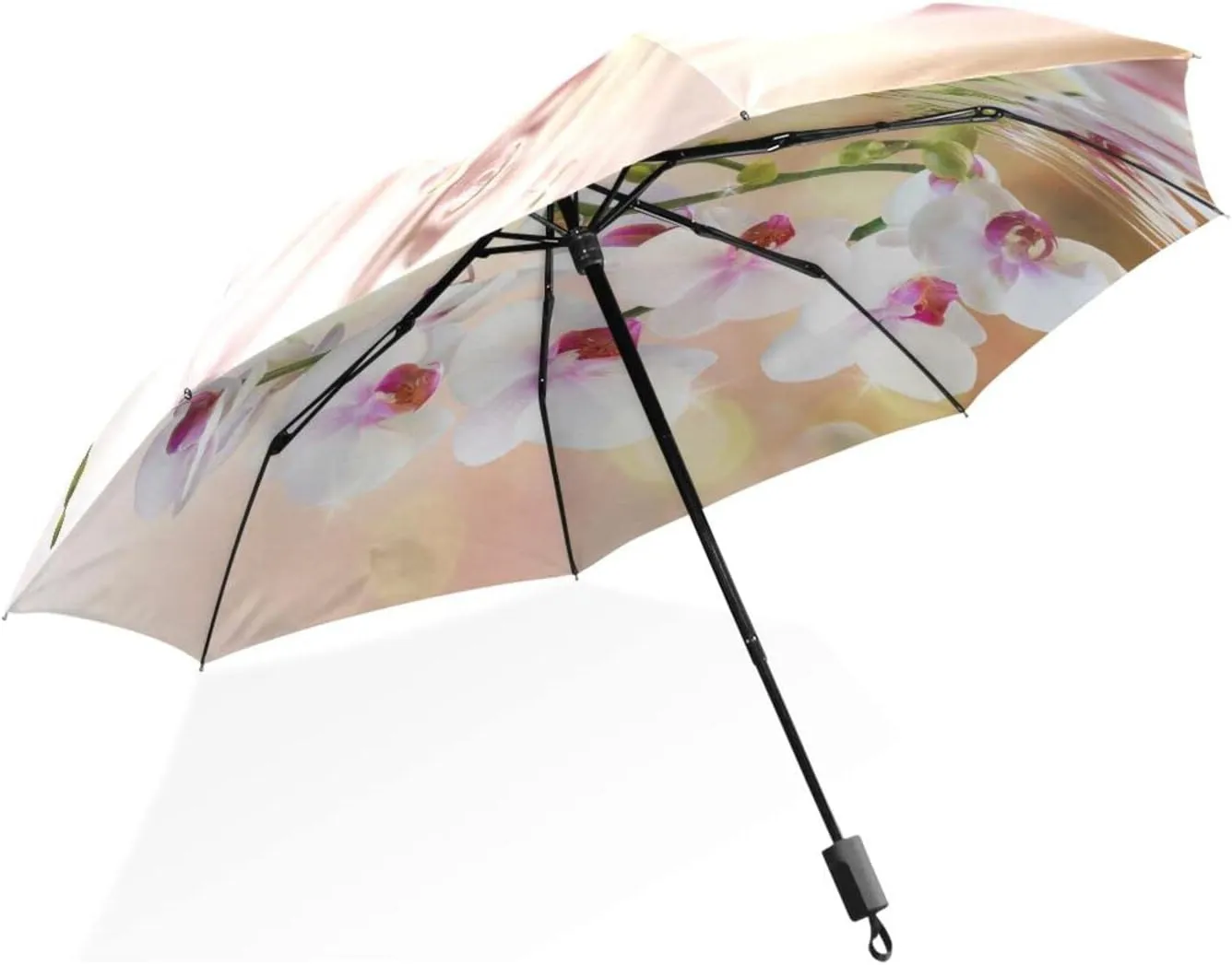 Poeticcity Rain Travel Umbrella, Hand Open Close Windproof Waterproof Folding Umbrella, Compact Canopy Strong Ray Parasol Umbrella