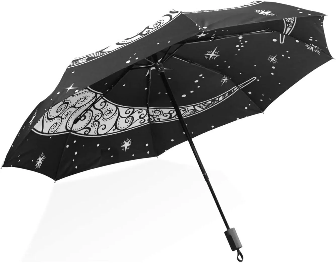 Poeticcity Rain Travel Umbrella, Hand Open Close Windproof Waterproof Folding Umbrella, Compact Canopy Strong Ray Parasol Umbrella