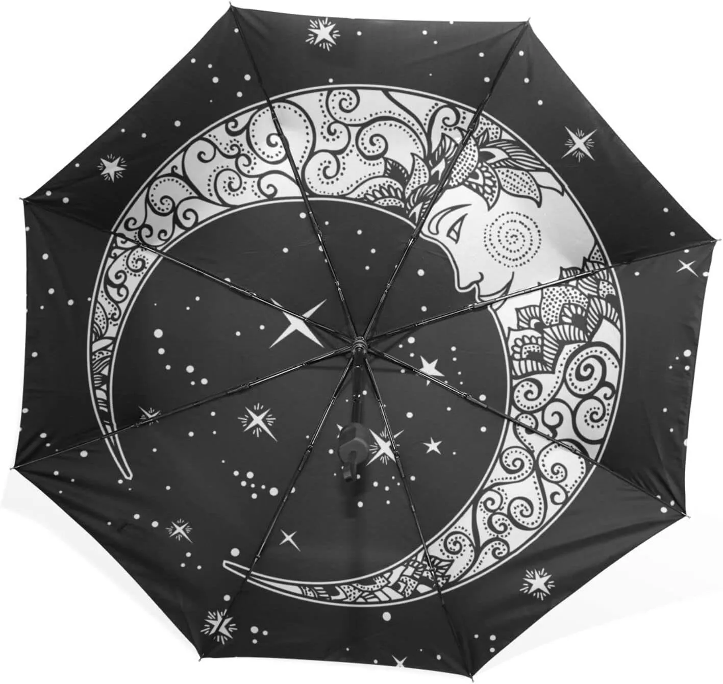 Poeticcity Rain Travel Umbrella, Hand Open Close Windproof Waterproof Folding Umbrella, Compact Canopy Strong Ray Parasol Umbrella