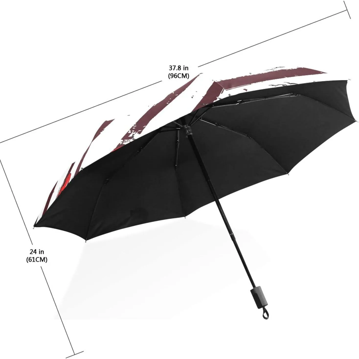 Poeticcity Travel Umbrella, Hand Open Close Windproof Waterproof Folding Umbrella, Black Tape Compact Canopy Strong Anti UV Ray Parasol