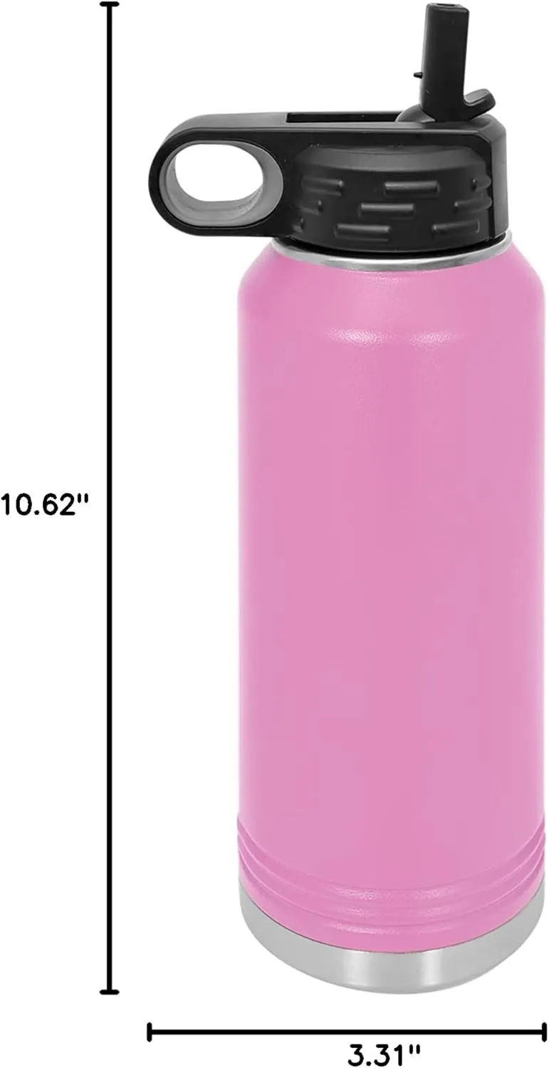 Polar Camel 32 oz Stainless Steel Water Bottle with Flip Top Lid and Straw (Light Purple)