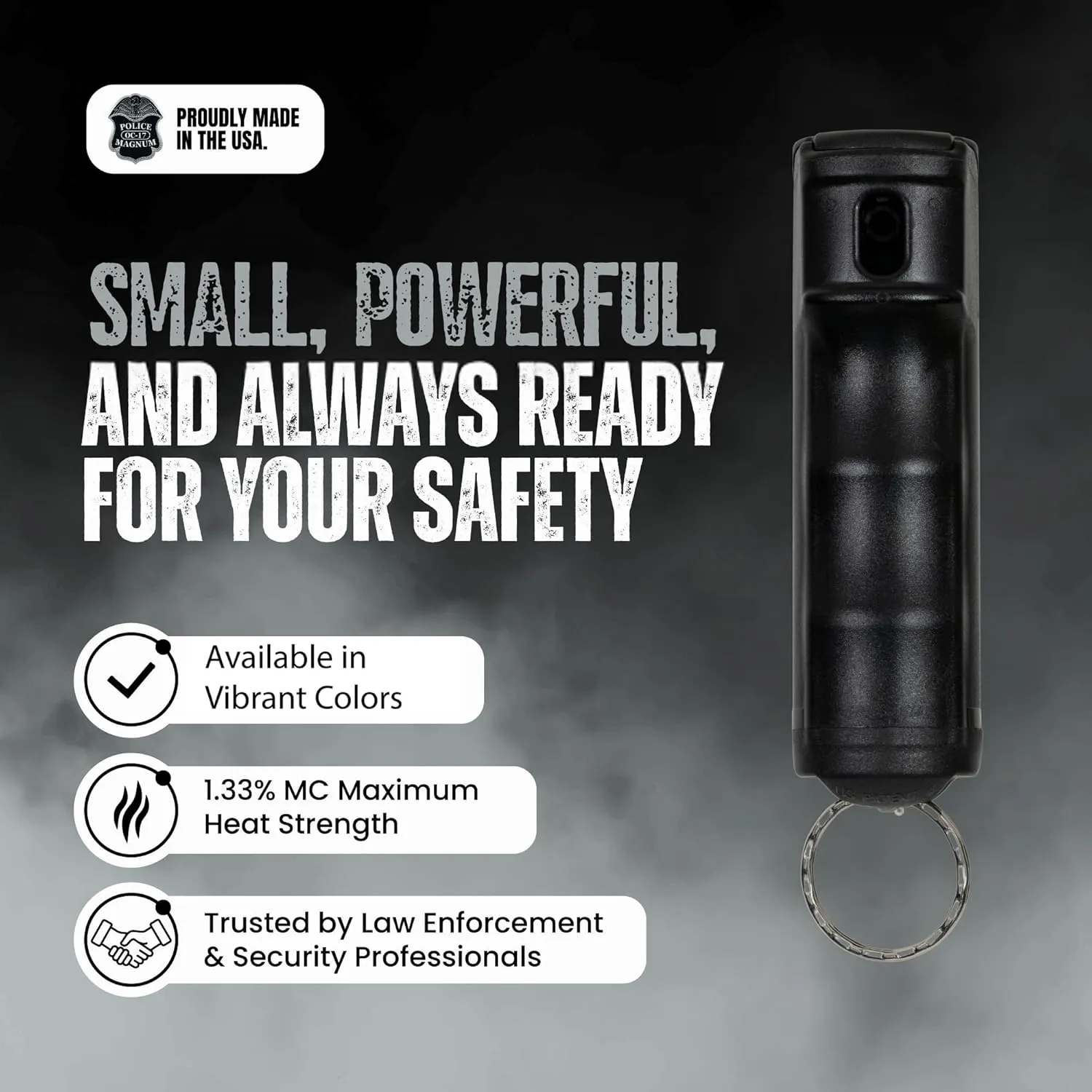 Police Magnum Keychain Pepper Spray Flip Top Safety 2 Pack 1/2oz - Maximum Heat Strength OC with Dye - Tactical Small Compact Case Holder - for Women & Men's Self Defense - Made in The USA