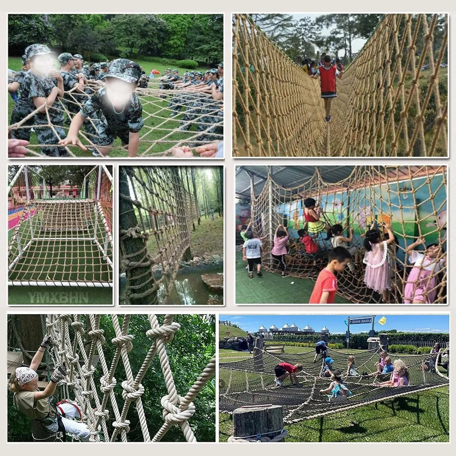 Polyester Playground Climbing Net, Climbing Cargo Rope Net, Safety Protection Net, Heavy Duty Climbing Net for Outdoor, Rope Ladder, Treehouse(Size:2Mx2M(6.6FTx6.6FT))