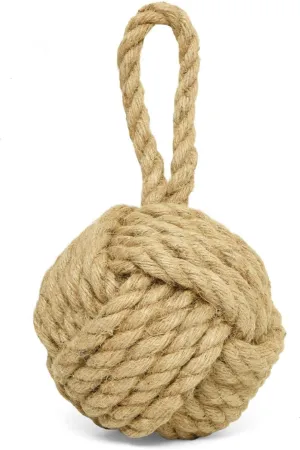 Pomeat Decorative Door Stop Rope Knot Nautical Door Stop Doorstop Outdoor Weighted Door Stopper for Door, Window Wedge, Bookend 6.25 inch (Natural)