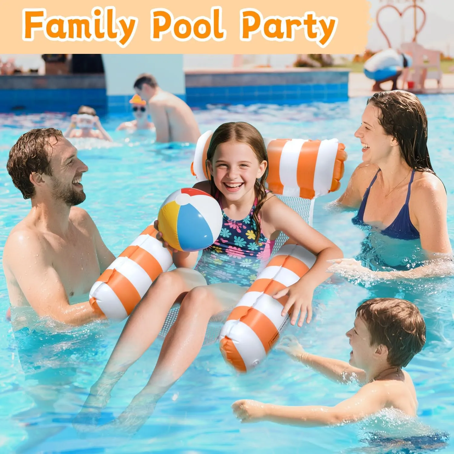 Pool Floats Kids, Meegoo Pool Lounge Chairs 3 Tubes Floaties Water Hammock Inflatable Pool Toys for Kids Ages 8-12 for Summer Party Beach Vacation Essentials
