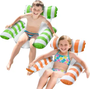 Pool Floats Kids, Meegoo Pool Lounge Chairs 3 Tubes Floaties Water Hammock Inflatable Pool Toys for Kids Ages 8-12 for Summer Party Beach Vacation Essentials