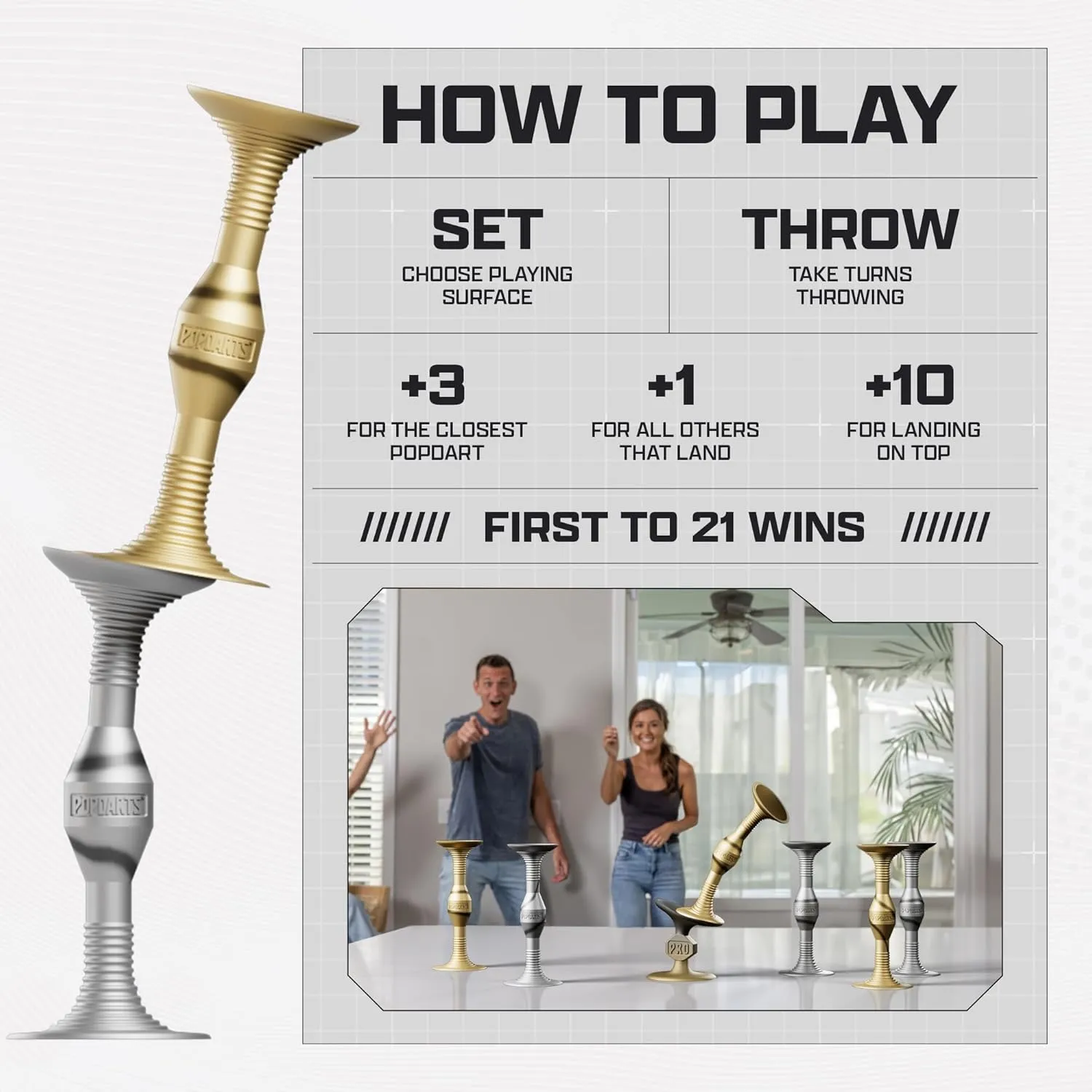 Popdarts PRO Pack Game Set (Silver & Gold) - Indoor, Outdoor Suction Cup Throwing Game - Competition with a POP…