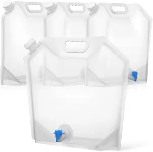 POPETPOP 4Pcs Collapsible Water Containers with Spout Transparent Water Jugs for Outdoor Sports Camping Hiking and Traveling Space Saving Design Portable Handle No Seam