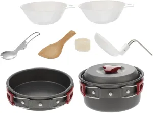 POPETPOP Camping Hiking Cookware Outdoor Cook Set Picnic Cook Set Hiking Compact Aluminum