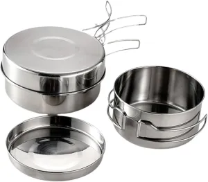 POPETPOP -in-one Camping Cookware Set Easy to Clean Stainless Steel Pot Pan for Outdoor Cooking