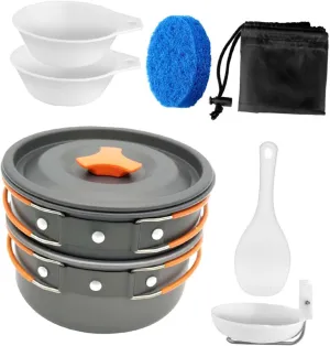 POPETPOP Portable Pot Outdoor Portable Cookware Camp Travel Pots Small Backing Cookware Aluminum Alloy