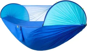 Portable Automatic Camping Hammock with Mosquito Net,Folding Multi Use Hammock Swing for Outdoor Camping (Color : Vert) (White Style)