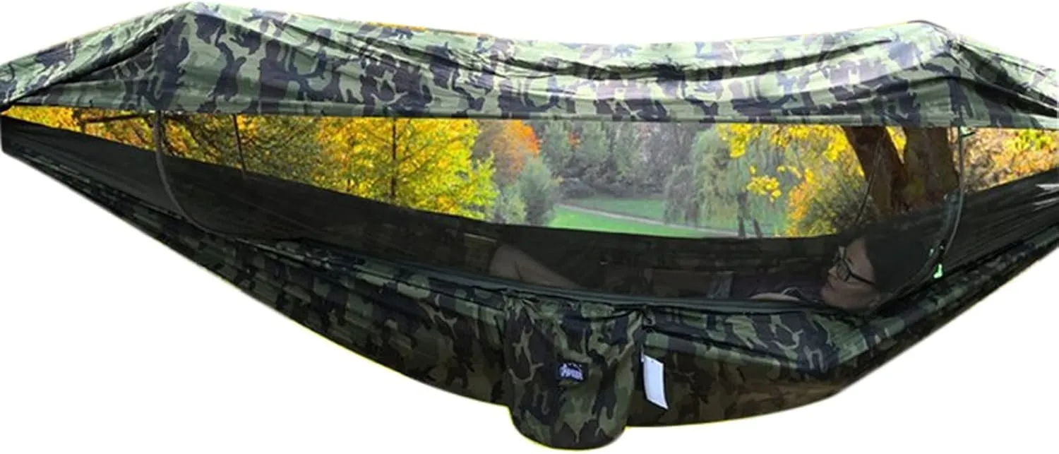 Portable Camping Hammock with Built-in Mosquito Net and Sun Shade - Lightweight Double Hammock for Outdoor Adventures