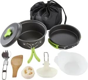 Portable Camping Kitchenware Set Aluminum Oxide Outdoor Cookware Compact for Hiking Picnic Cooking Utensils Easy to Carry