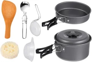 Portable Cooking Kits for Outdoor Use 1-2 Person Camping Cookware Set Collapsible Tea Kettle Outdoor Pot and Pan Camping Pan