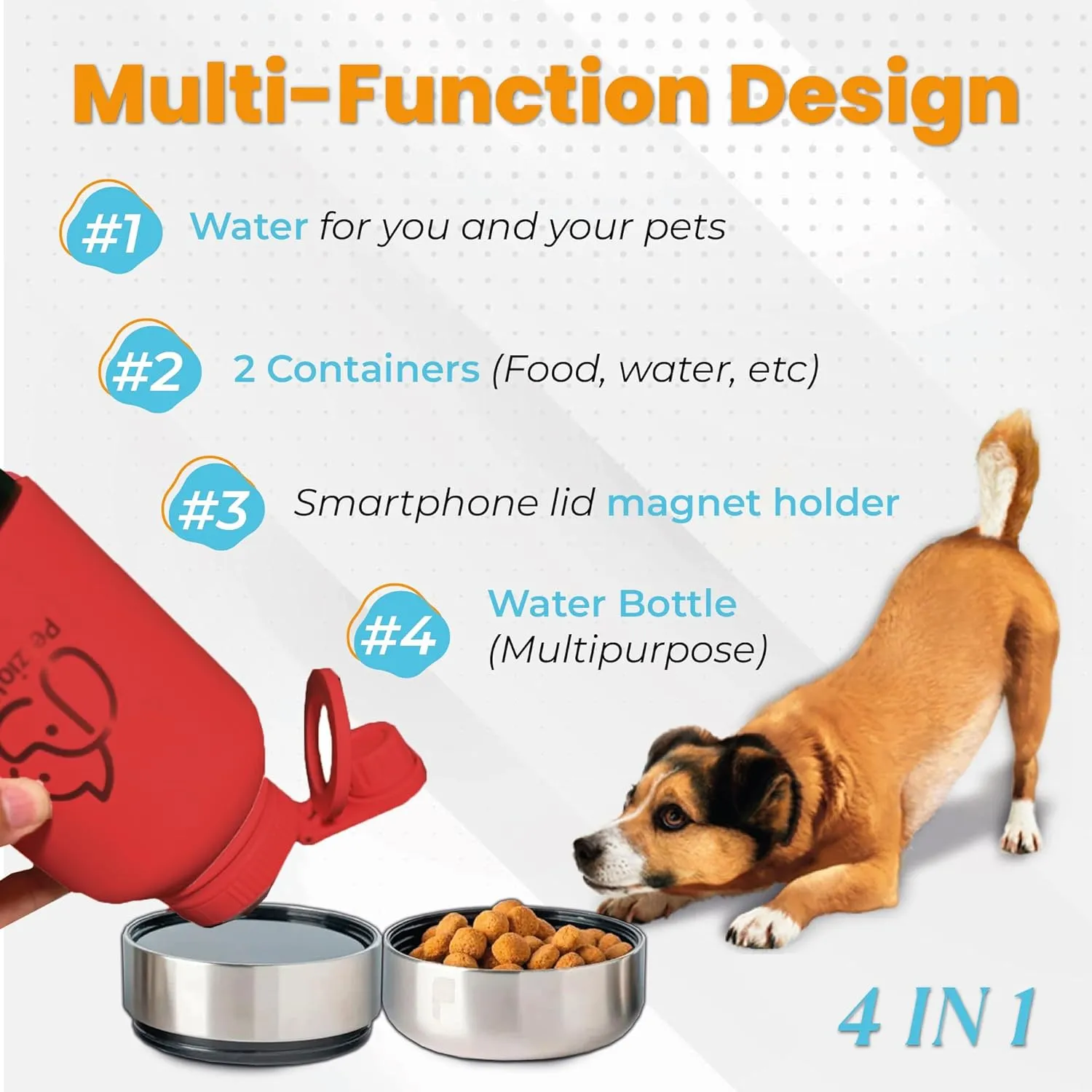 Portable Dog Water Bottle & Collapsible Dog Bowl Set – No-Spill, Travel-Friendly Puppy Essentials for Food & Water – Durable Dispenser for Outdoor Adventures (Red)