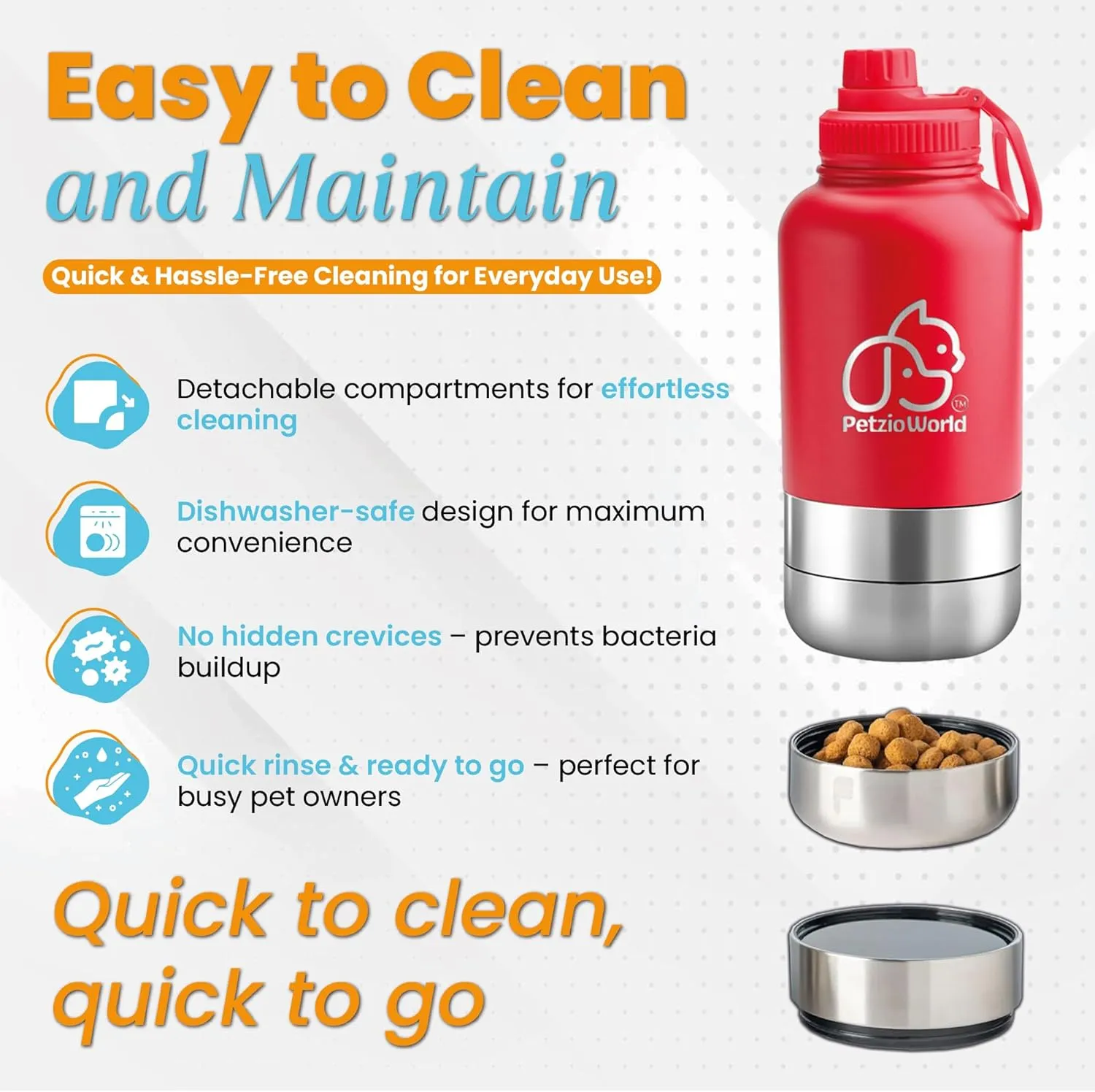 Portable Dog Water Bottle & Collapsible Dog Bowl Set – No-Spill, Travel-Friendly Puppy Essentials for Food & Water – Durable Dispenser for Outdoor Adventures (Red)