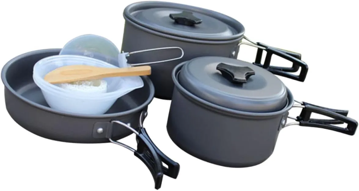 Portable Folding Pot Pan Set for Camping Complete Camping Mess Kit Outdoor Cooking Supplies
