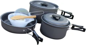 Portable Folding Pot Pan Set for Camping Complete Camping Mess Kit Outdoor Cooking Supplies