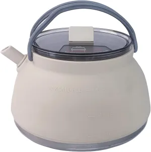 Portable Kettle 1.5L Stainless Steel & Silicone Collapsible Kettle with Handle, Lid & Fixing Strap for Travel, Camping, Picnic, BBQ