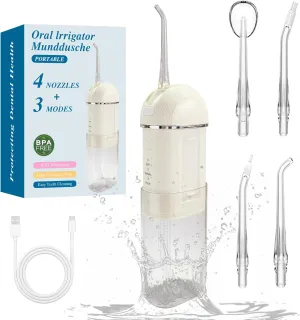 Portable Water Flosser for Teeth, Cordless & Portable Collapsible Oral Irrigator Water Teeth Cleaner Pick for Home Travel Use,3 Modes & IPX7 Waterproof Rechargeable Water Flosser Dental Pick
