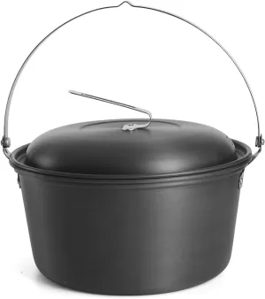 Pot Camping Cook Pot Alumina Suspending Pot with Lid Stockpot with Two Foldable Handles Portable Outdoors Cookware for 2-3 People