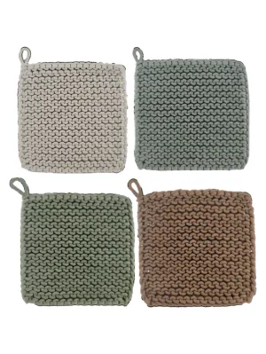 Pot Holder Crochet 8"  Bronze , White, Green, Light Green CB185974