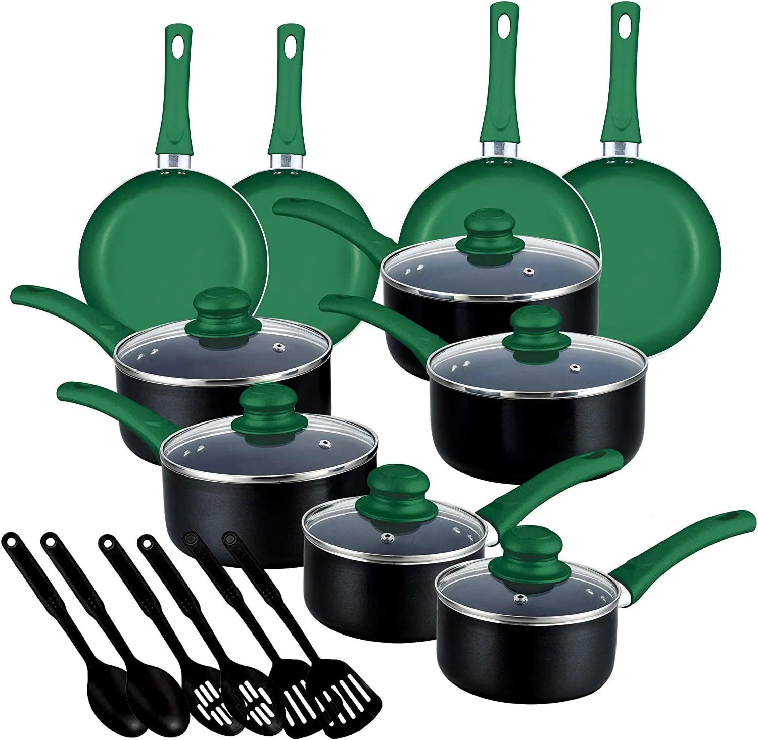 Pots And Pans Set Kitchen Cookware Sets Nonstick Aluminum 11 Pieces Green