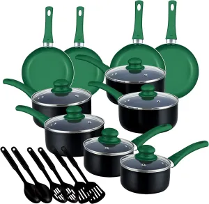 Pots And Pans Set Kitchen Cookware Sets Nonstick Aluminum 11 Pieces Green