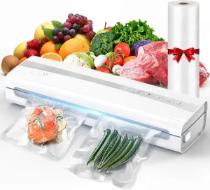 Powerful Vacuum Sealer Machine,Precision Vacuum Sealer Machine With Bag Cutter,Compact Design with 5 Meters Vacuum Seal Rolls,Dry/Moist Compact Full Automatic Food Sealer