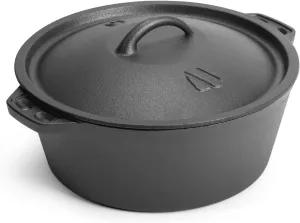 Pre-Seasoned Cast Iron Dutch Oven Pot with Lid, for Braising, Broiling, Frying, Sourdough Bread Baking, Camping Cookware, BBQ,3 Quart Pan