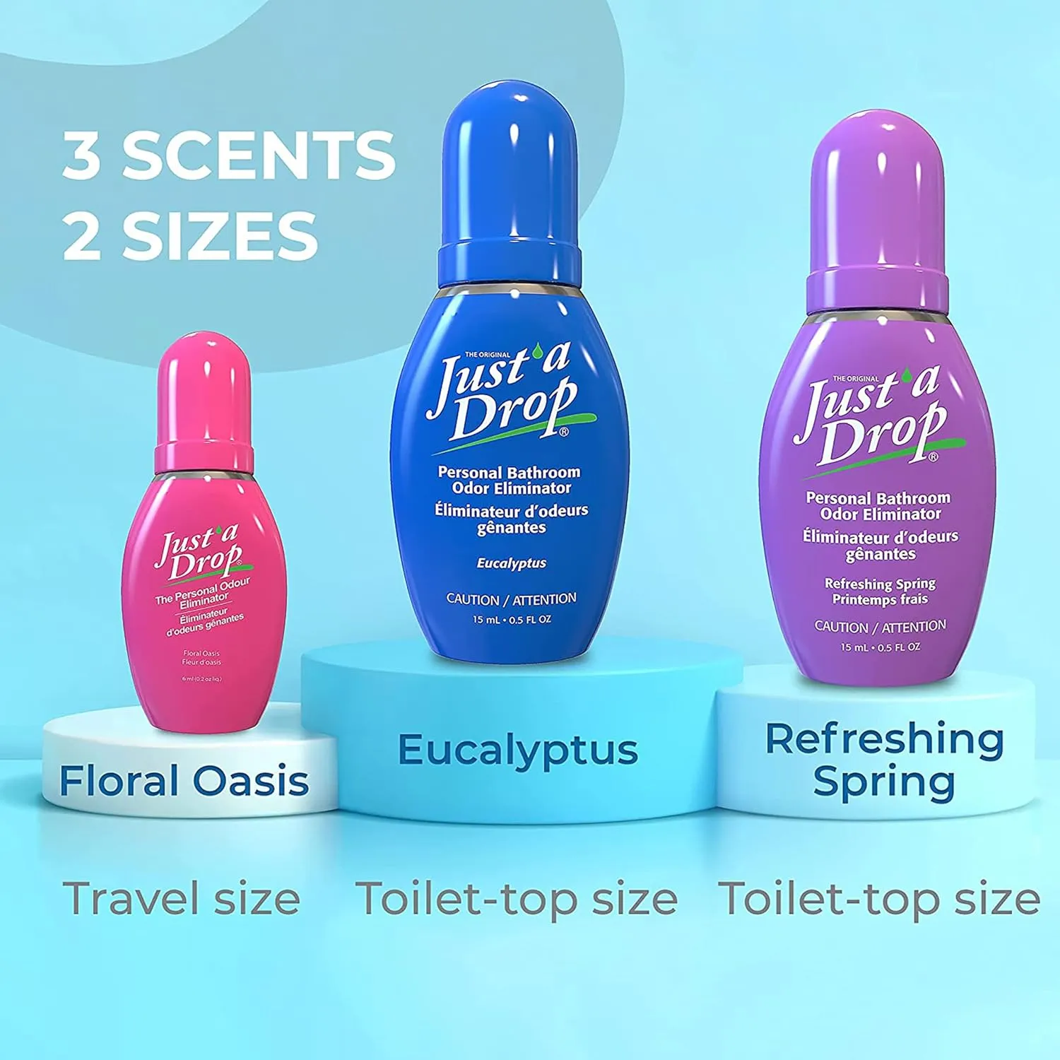 Prelam Just a Drop Odor Eliminator - Long-Lasting and Eco-Friendly Formula - Leaves Bathroom Smelling Clean and Fresh - Fits into Your Pocket or Purse - Easy To Use - Eucalyptus - 0.5 oz Drops