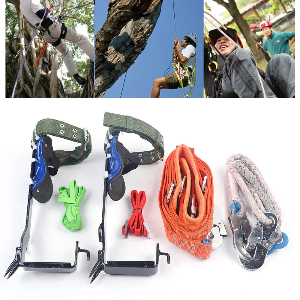 Professional Tree Climbing Kit - Steel Spikes, Safety Harness & Rope Set (100kg Capacity)